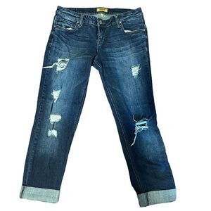 STS Blue Women Size 7 Dark Wash Distressed Cuffed Cropped Jeans